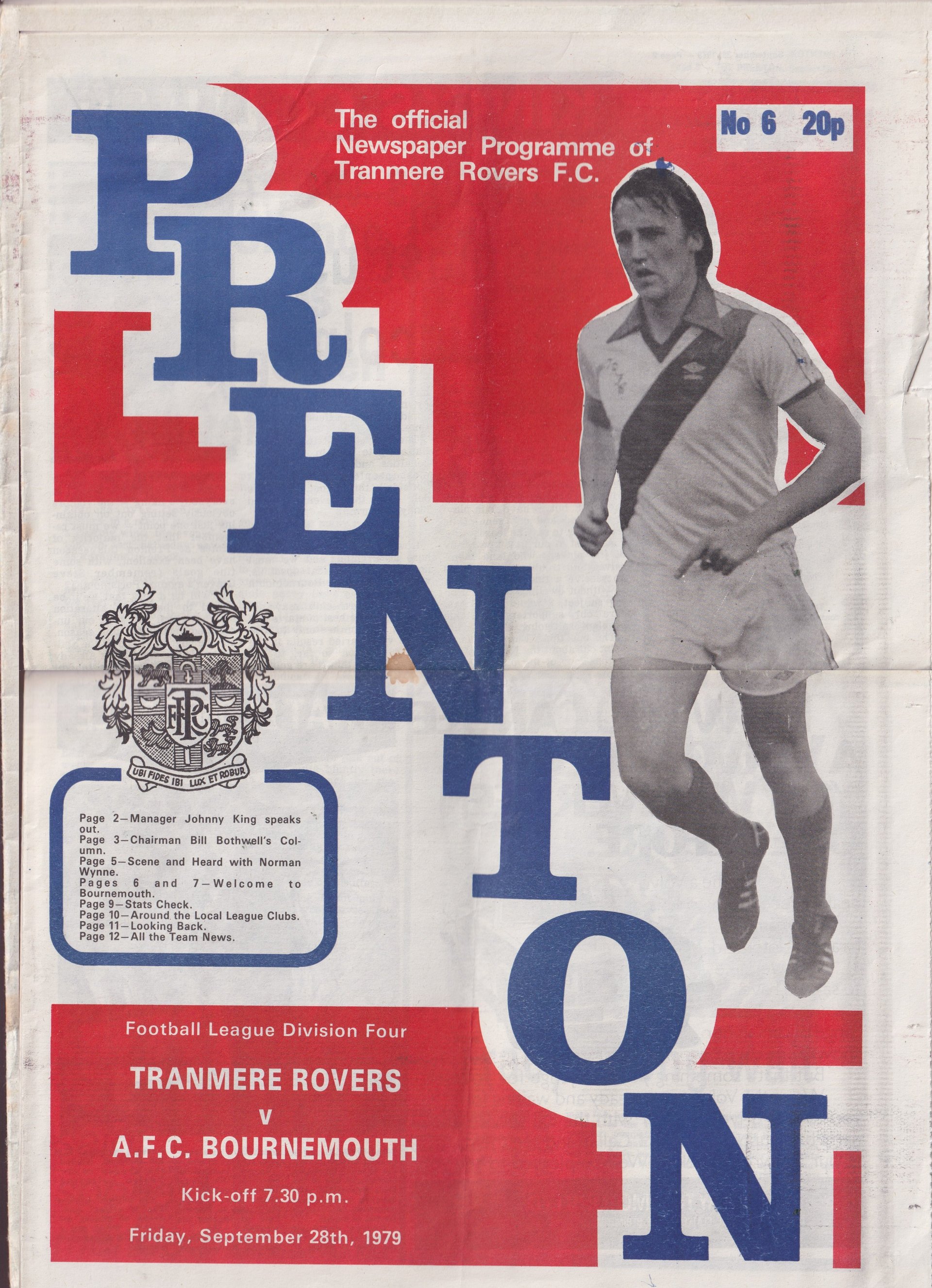 Tranmere Rovers v AFC Bournemouth match programme